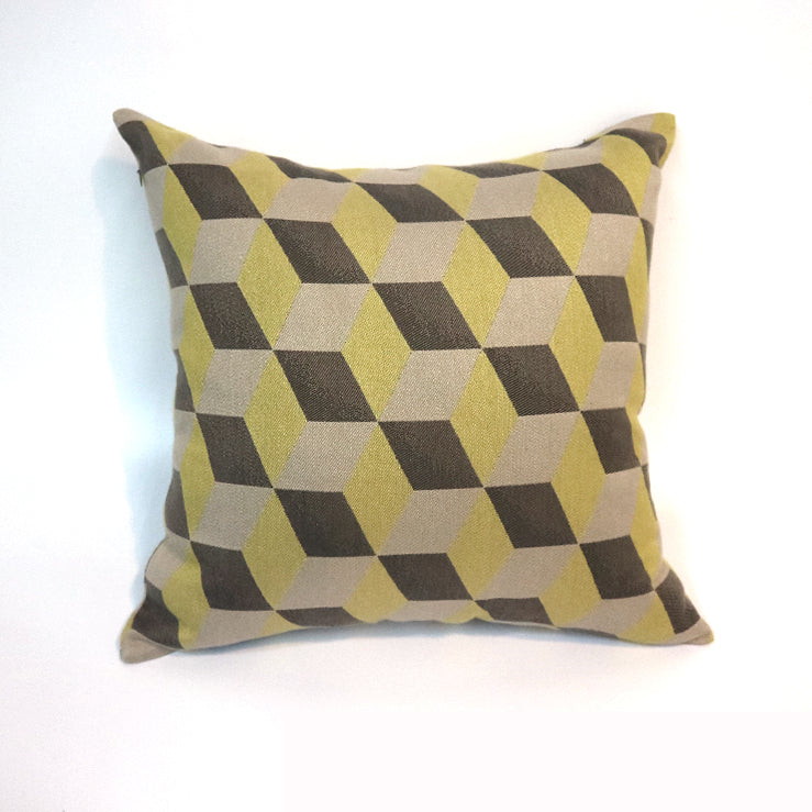 Orange Three Dimensional Square Geometry Pillow