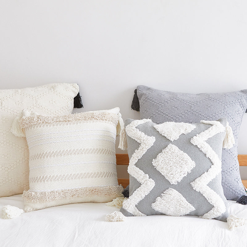 Nordic Moroccan tufted geometric tassel pillowcase