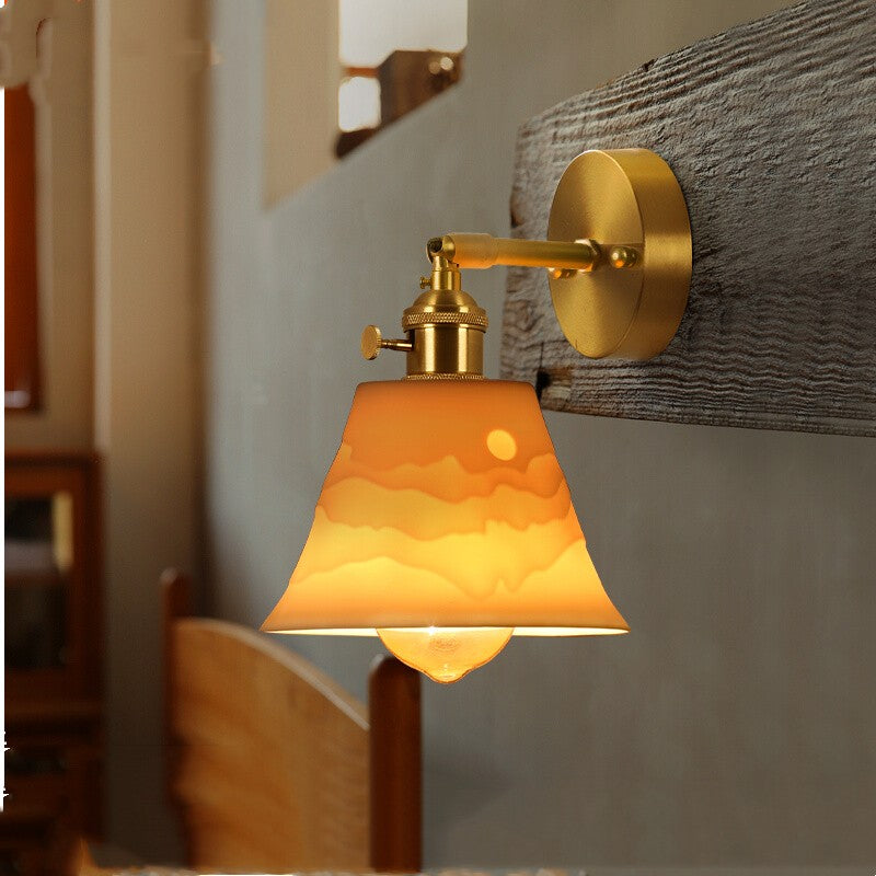 Japanese Retro Nordic Simple Bedside Brass Wall Lamp