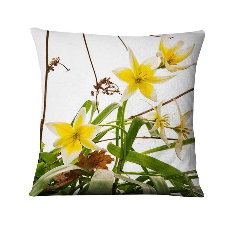 Floral Digital Print Pillowcase Green Plant Cushion Cover