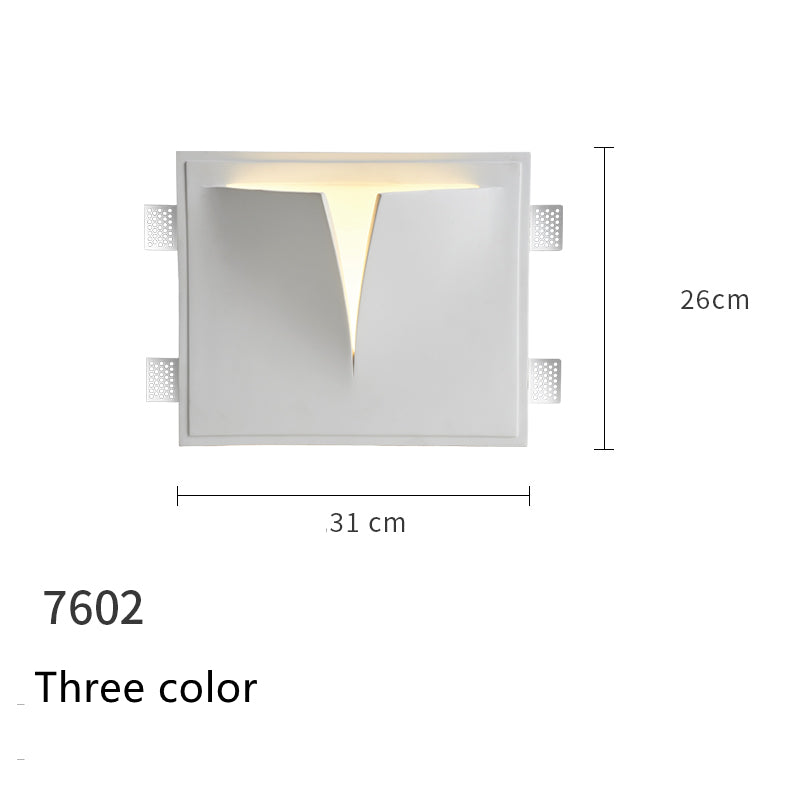 Minimalist Recessed Living Room Wall Sconce Plaster Without Frame