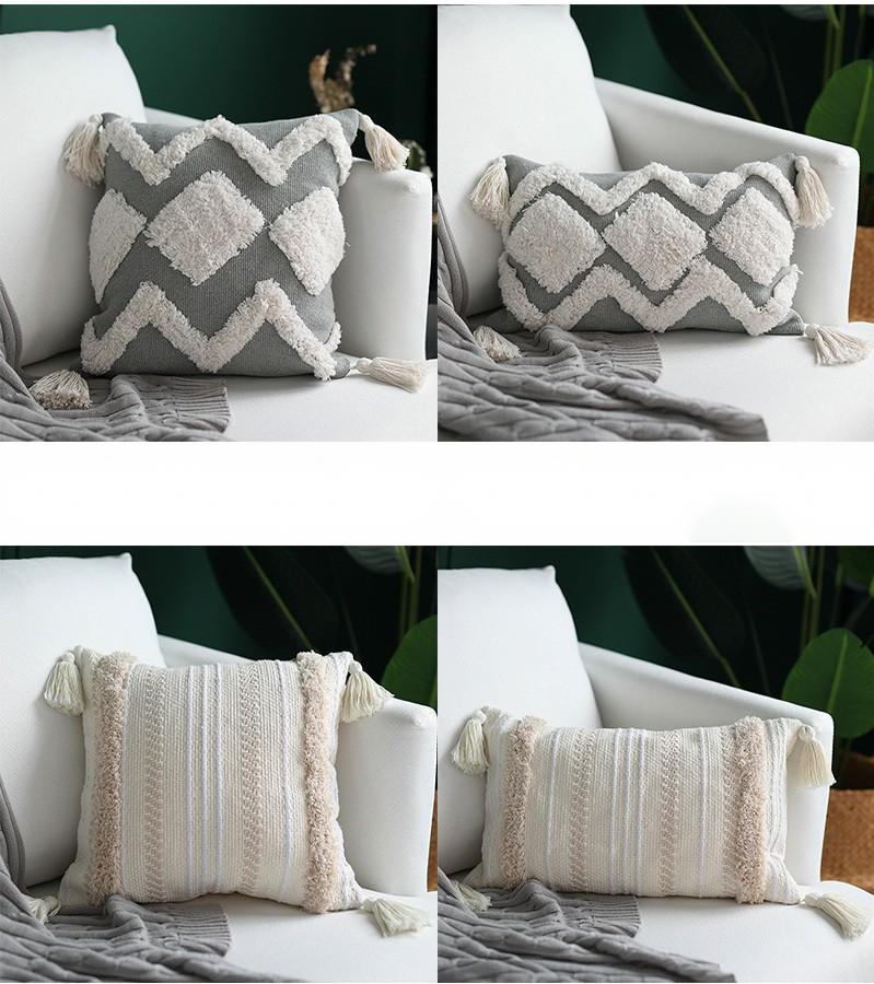 Nordic Moroccan tufted geometric tassel pillowcase