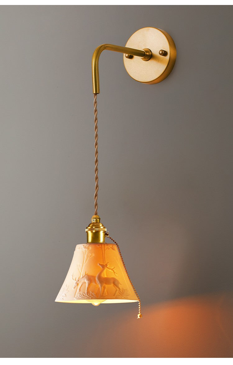 Japanese Retro Nordic Simple Bedside Brass Wall Lamp